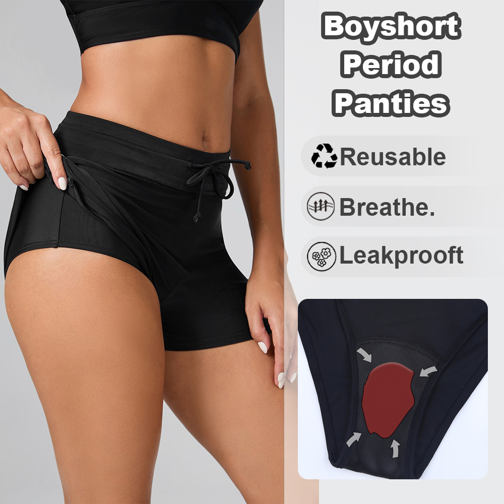 Short de bain menstruel athlétique Boyshort – Modèle 8332