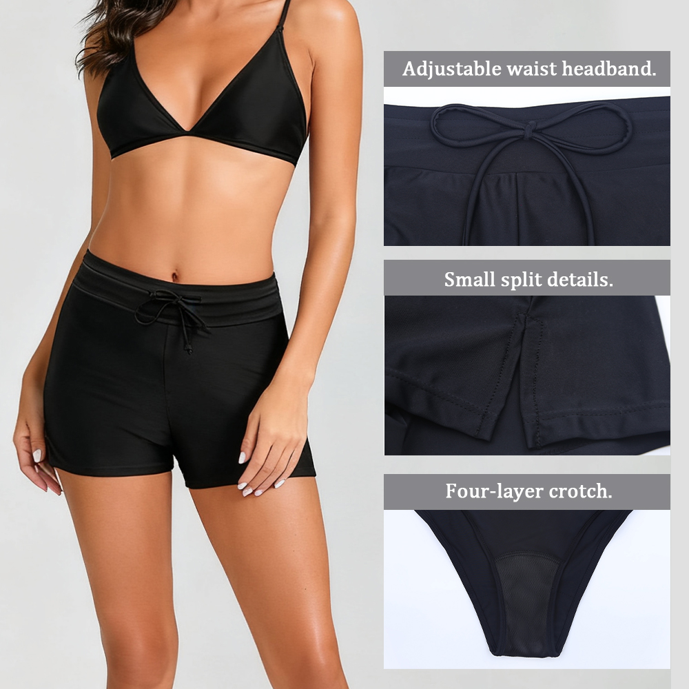 Modèle 8332 : Short de bain menstruel — Athlétique, 4 couches anti-fuite
