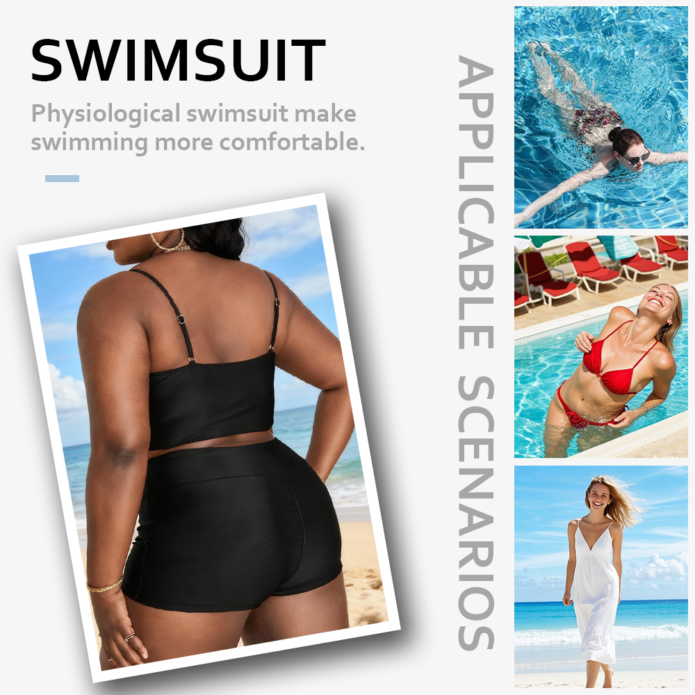 Maillot de bain menstruel deux pièces short taille haute – 9068