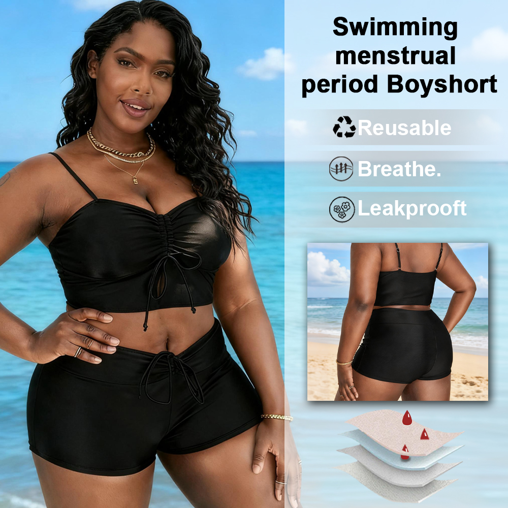 Maillot de bain menstruel deux pièces short taille haute – 9068