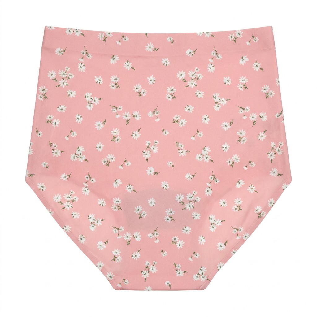 Culotte menstruelle taille haute à fleurs roses – Style 2008A