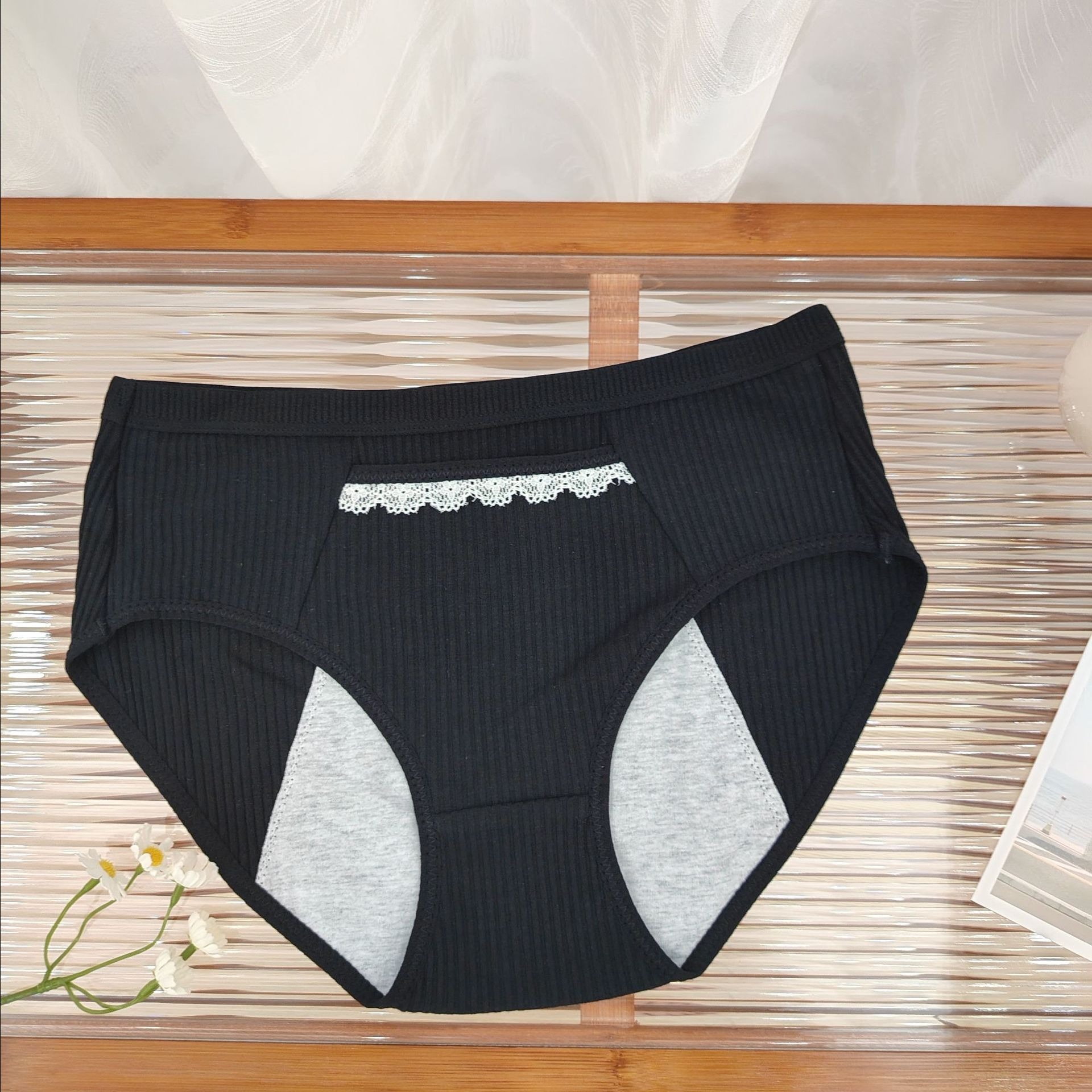 Culotte menstruelle anti-fuite à volants – LJV-3L-RUF