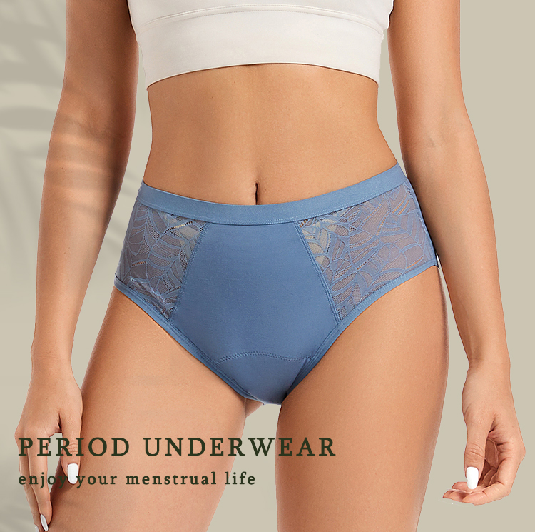 Culotte menstruelle taille haute en bambou et dentelle – 8 h OEM