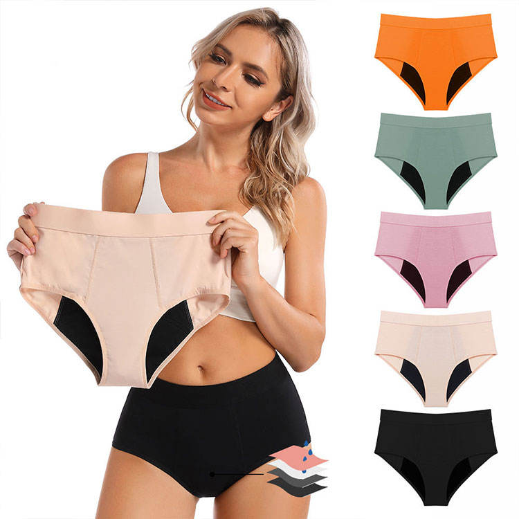 Sous-vêtements menstruels taille haute en bambou (lifting des fesses, couverture étendue, 4 tampons lourds, OEKO-TEX)