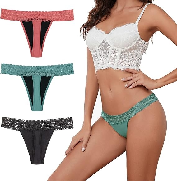 Culotte bikini menstruelle à bordure en dentelle – 10-20 ml