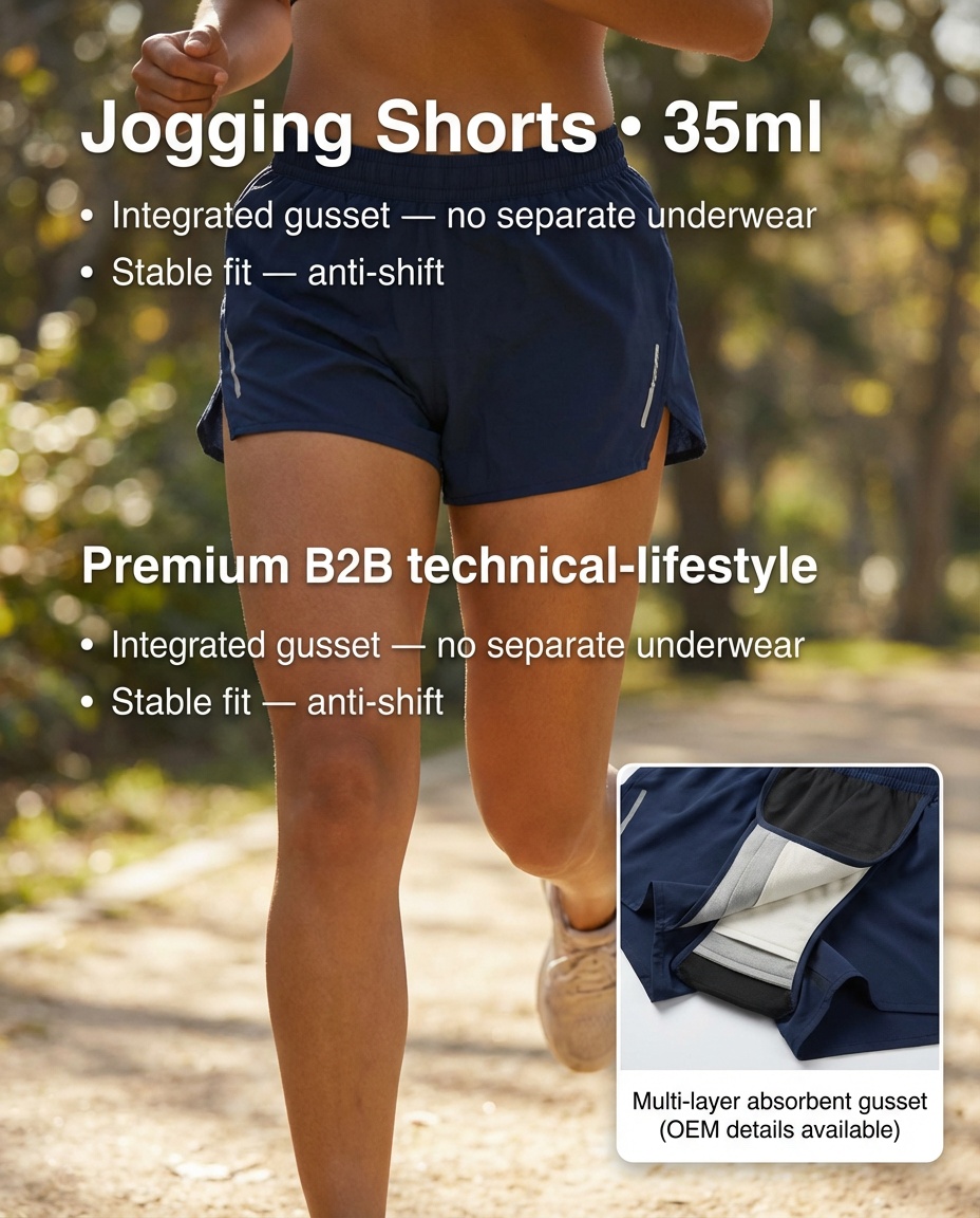 Short de randonnée pour femme avec soufflet absorbant intégré | Short actif anti-fuite OEM SP003 — Protection 15-50 ml, poches utilitaires, vente en gros et fabrication sur mesure