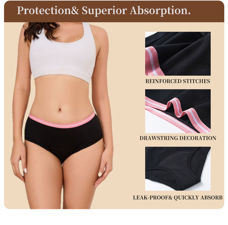 Culotte menstruelle ado ceinture sportive – Modèle 9012