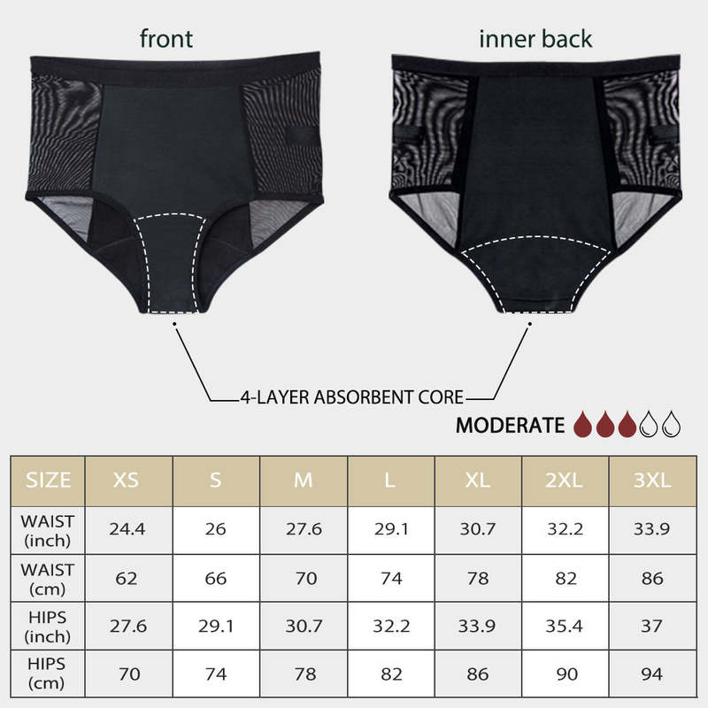Culotte menstruelle grande taille taille haute – 4 couches OEM