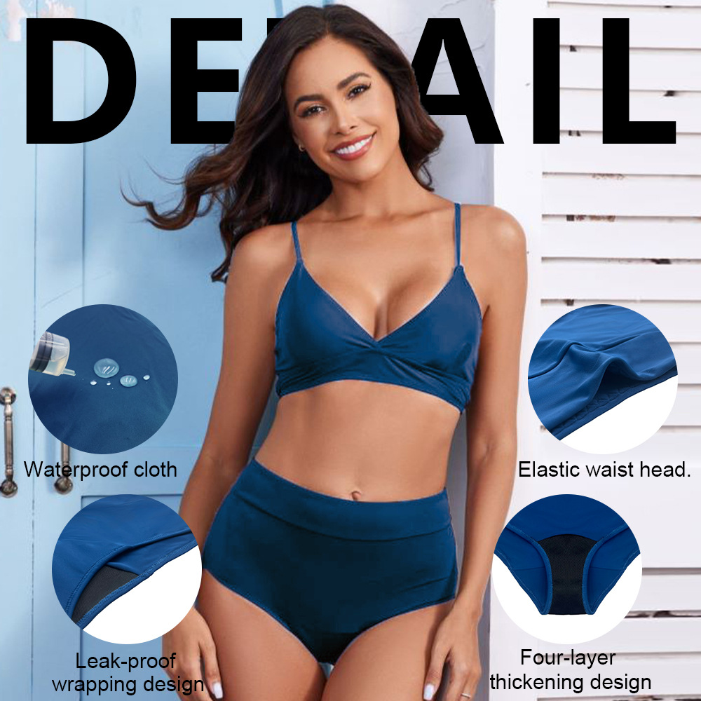 Bas de maillot de bain menstruel taille haute grande taille