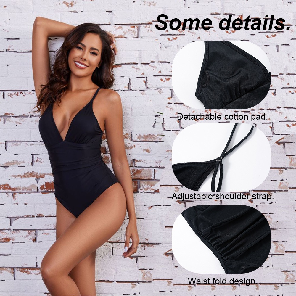 Maillot de bain menstruel une pièce col V profond – Modèle 9855
