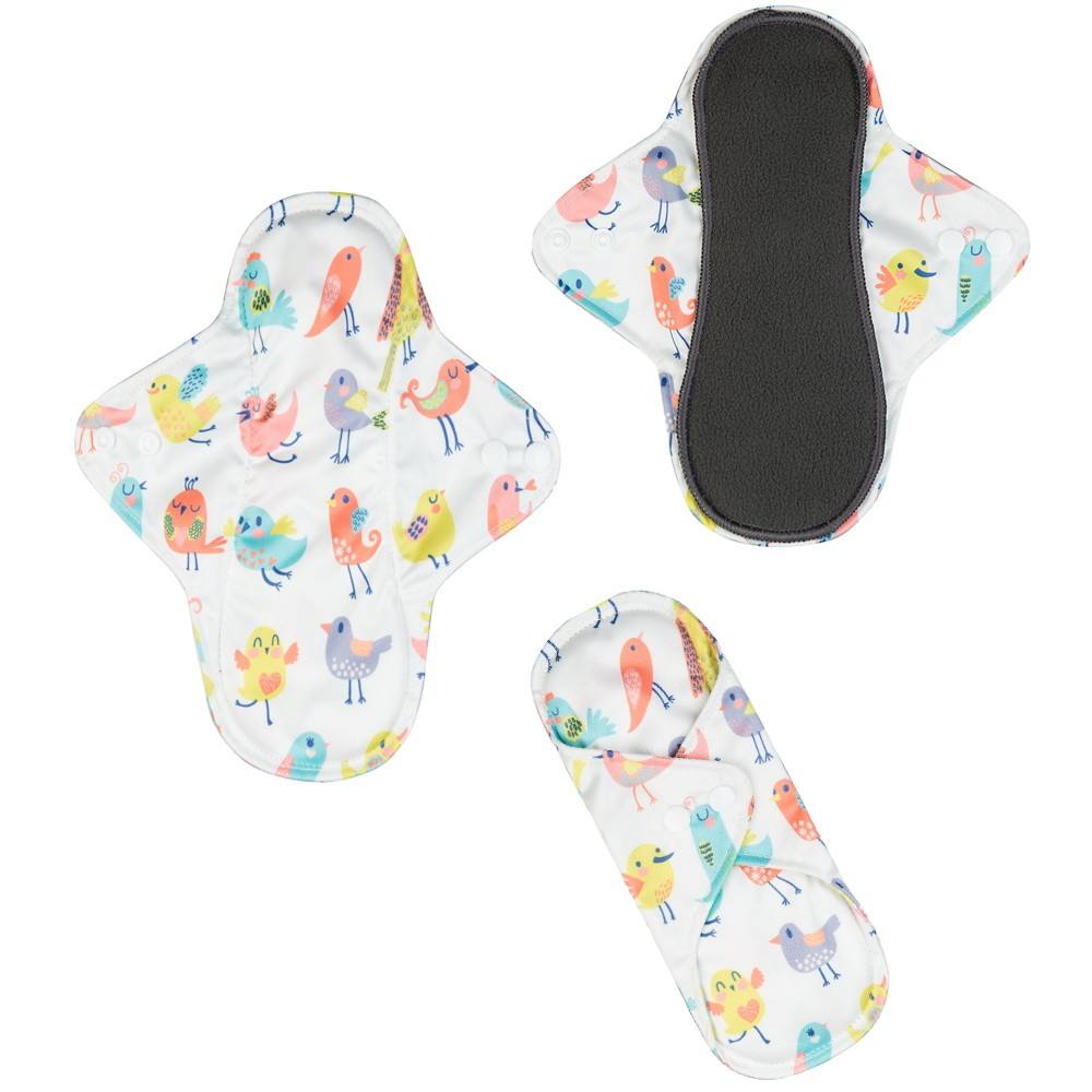 Modèle LJVOGUES002 : Serviettes menstruelles en tissu réutilisables — Stock prêt, bouton-pression ailé