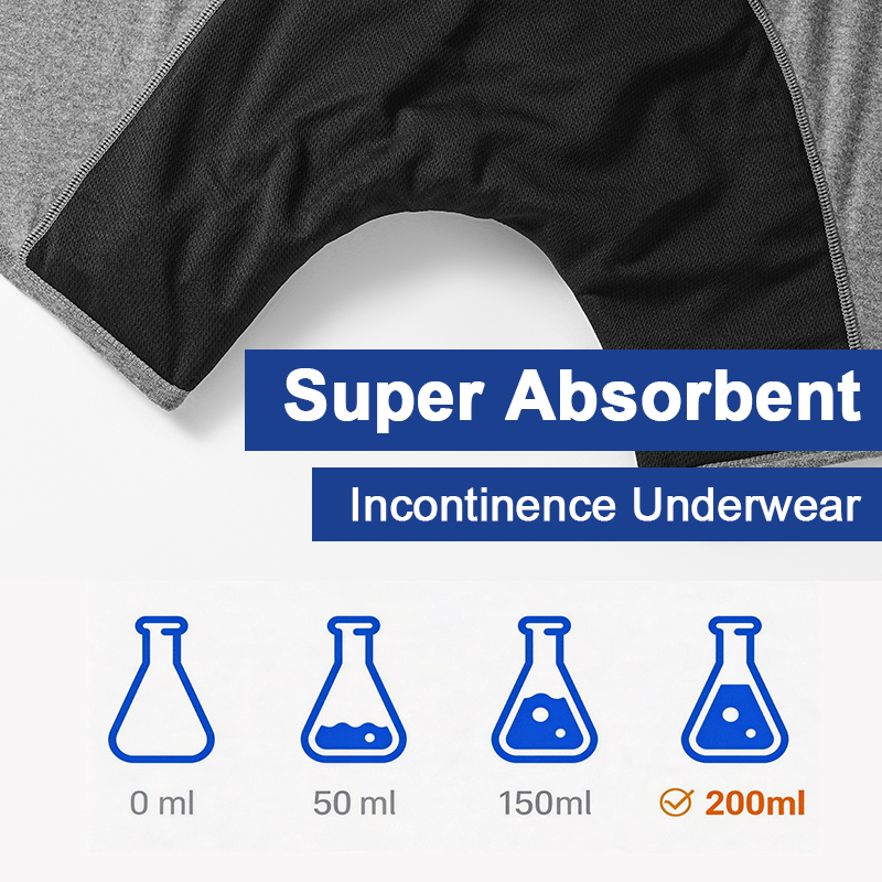Boxer incontinence homme lavable 200 ml 4 couches