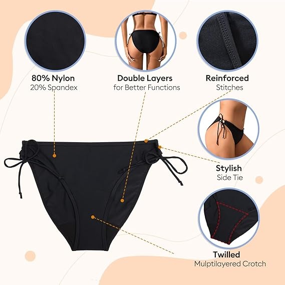 Bas de maillot de bain menstruel à nouer sur les côtés – UPF50+
