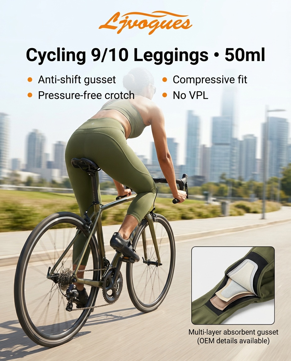 Leggings de cyclisme périodiques en gros avec soufflet intégré de 50 ml | Vêtements de sport OEM